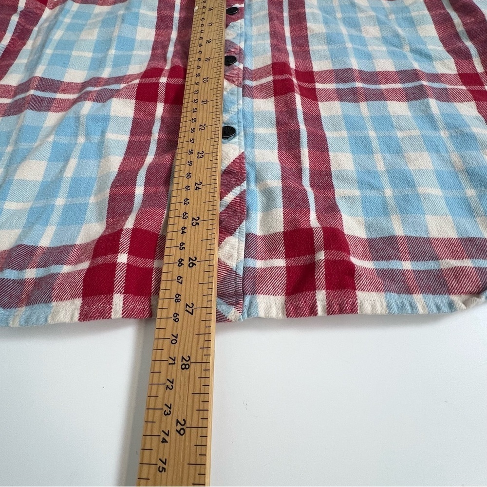 Men's Large Element Red & Blue Plaid Flannel Shirt - Classic Fit, Cotton Blend - Picture 11 of 12